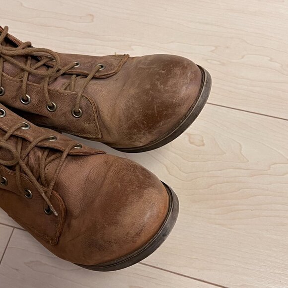 Steve Madden Rubin Brown Genuine Leather Lace Up Ankle Combat Boots Sz 9.5 - Picture 6 of 10